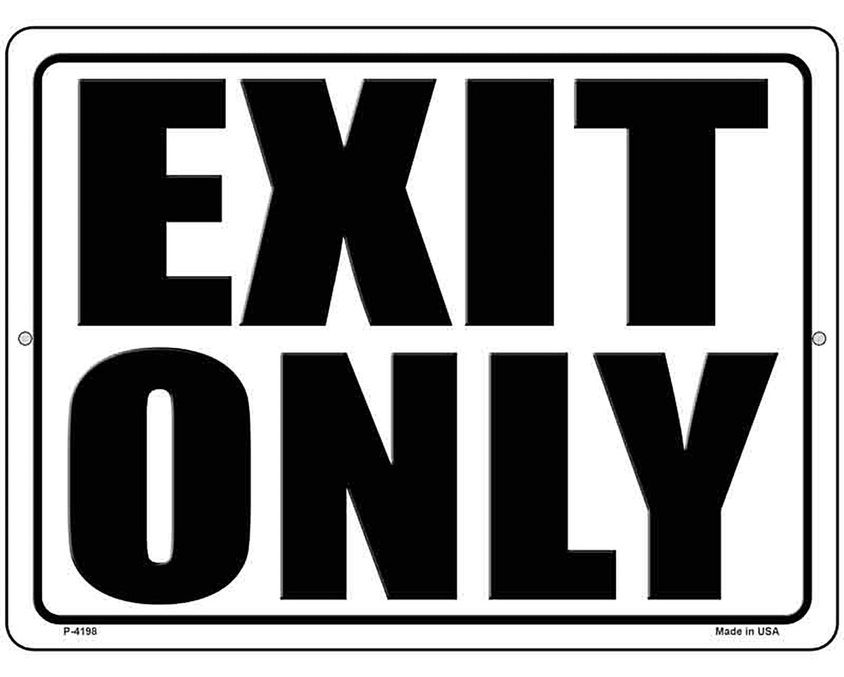 Exit Only White Novelty Metal Parking Sign