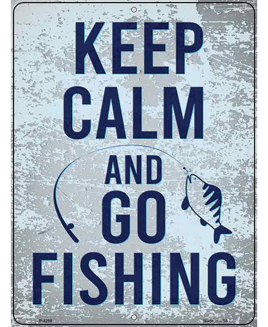 Keep Calm Go Fishing Novelty Metal Parking Sign