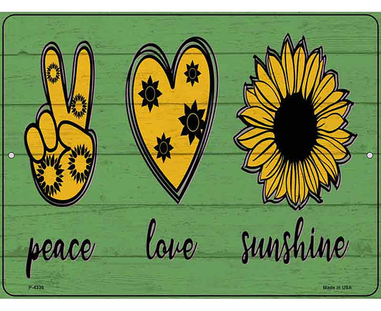 Peace Love Sunshine Novelty Metal Parking Sign