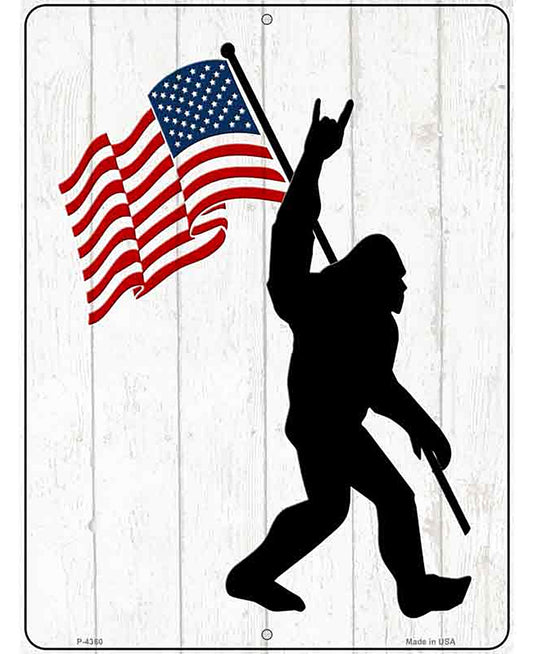 Squatch American Flag Novelty Metal Parking Sign