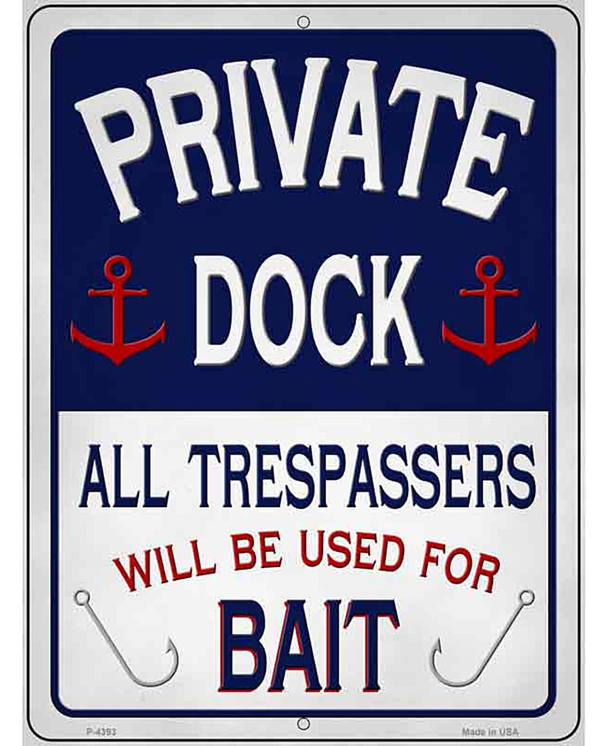 Private Dock Novelty Metal Parking Sign