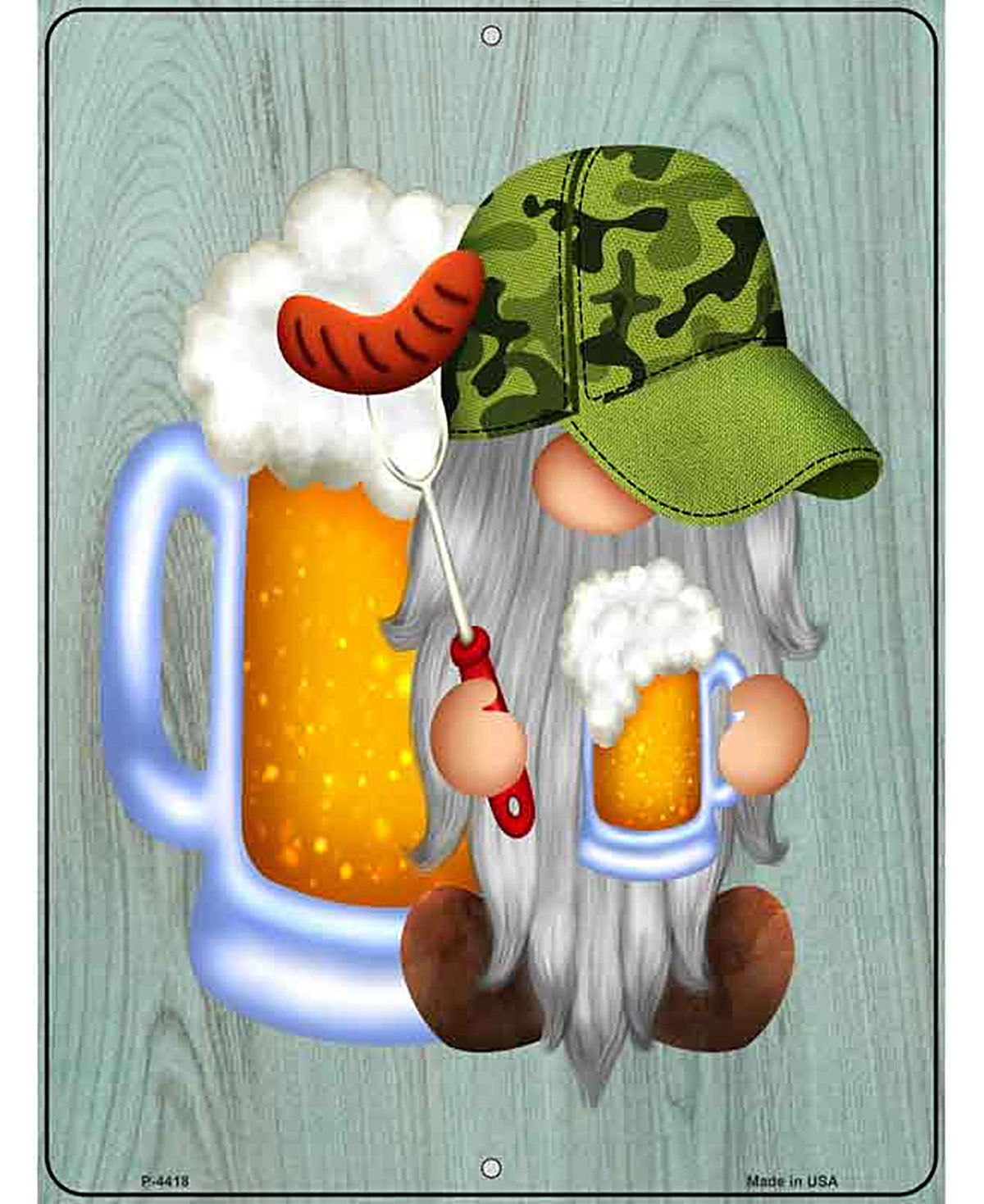 Gnome Beer and Hotdogs Novelty Metal Parking Sign