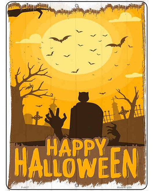 Happy Halloween Graveyard Novelty Metal Parking Sign