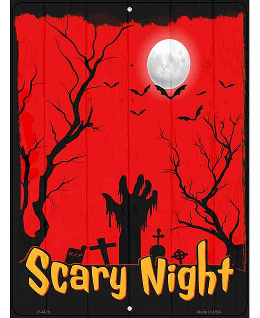Scary Night Graveyard Novelty Metal Parking Sign