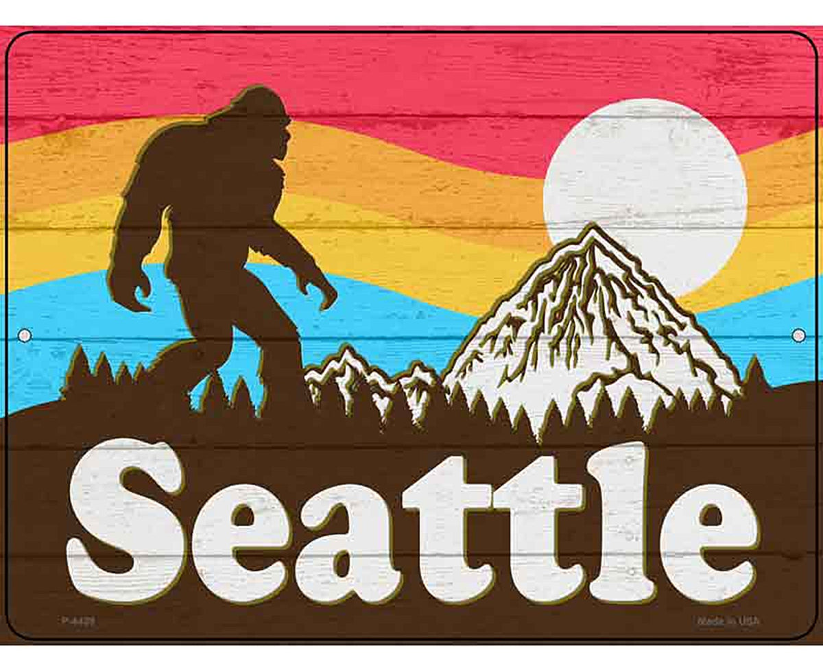 Seattle Bigfoot Silhouette Novelty Metal Parking Sign