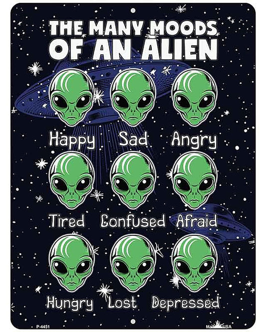 The Many Moods of an Alien Metal Novelty Parking Sign P-4451