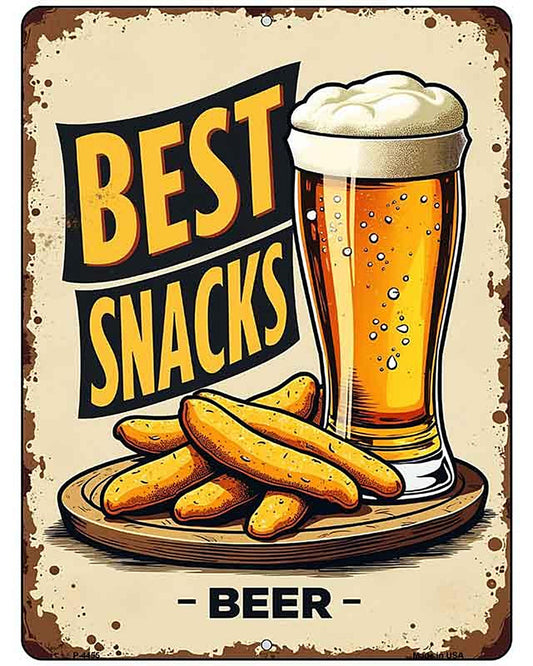 Best Snacks and Beer Metal Novelty Parking Sign P-4455