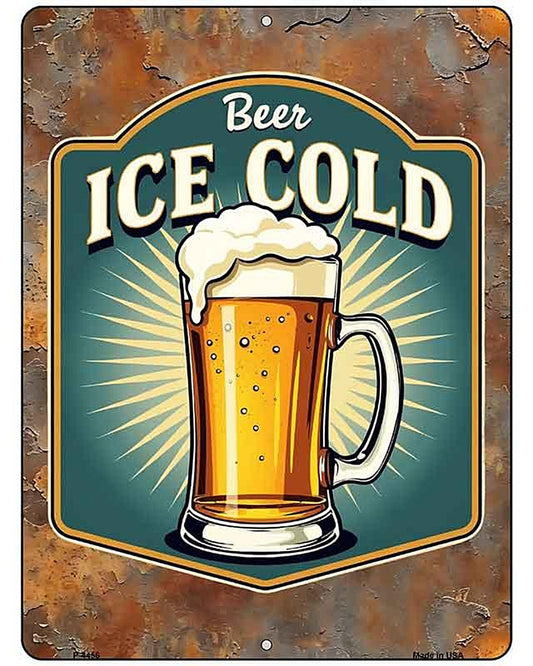 Beer Ice Cold Metal Novelty Parking Sign P-4456