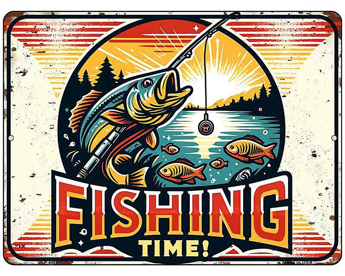 Fishing Time Metal Novelty Parking Sign P-4466
