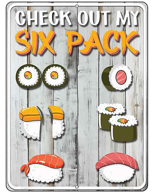 Check Out My Six Pack Metal Novelty Parking Sign P-4476