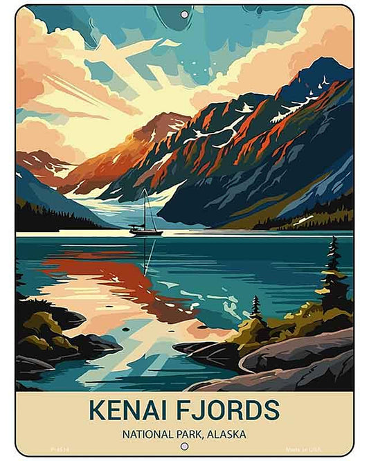 Kenai Fjords Alaska Metal Novelty Parking Sign P-4519