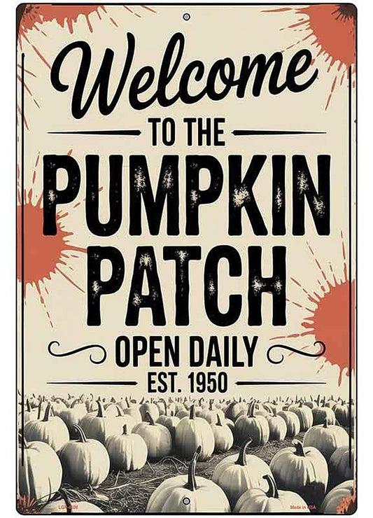 Pumpkin Patch Open Daily Metal Novelty Parking Sign P-4606
