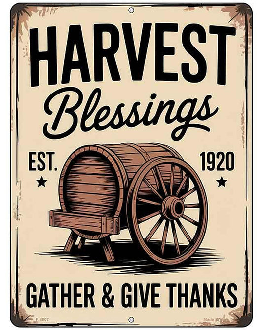 Harvest Blessings Metal Novelty Parking Sign P-4607