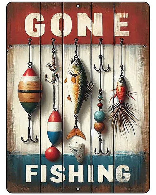 Gone Fishing Metal Novelty Parking Sign P-4609