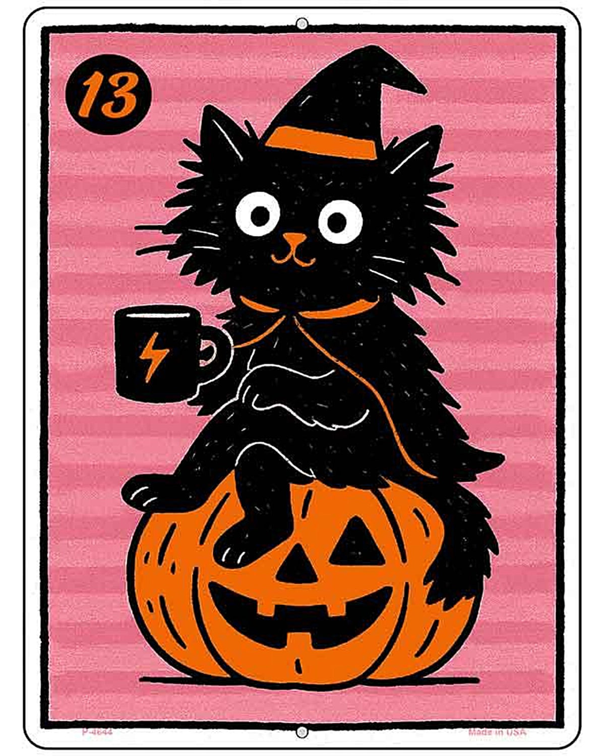 Black Cat on Pumpkin Metal Novelty Parking Sign P-4644