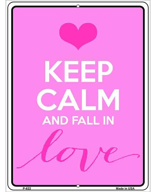 Keep Calm Fall In Love Metal Novelty Parking Sign