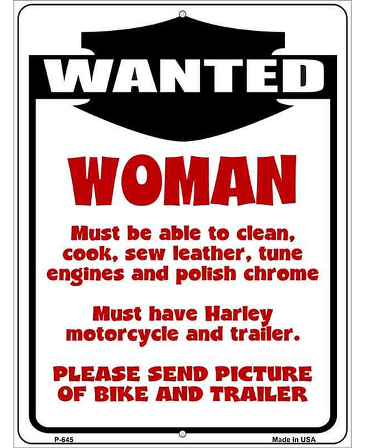 Woman Wanted Metal Novelty Parking Sign P-645