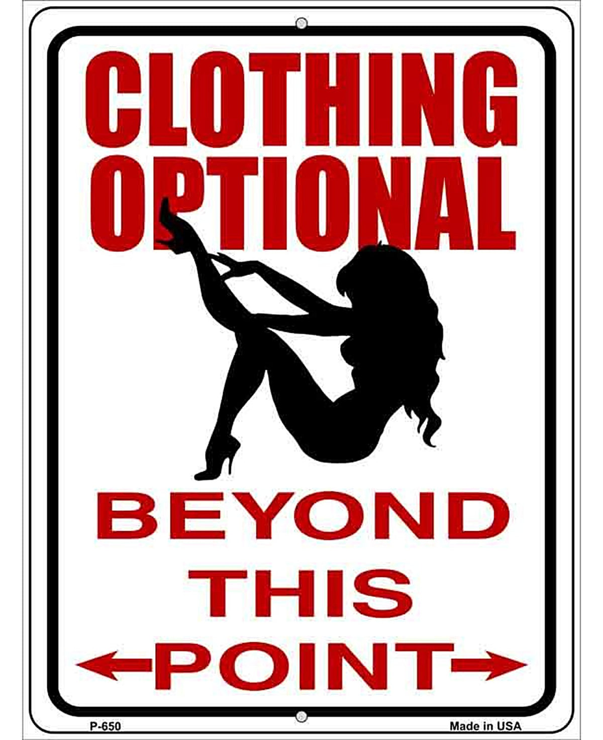 Clothing Optional Metal Novelty Parking Sign