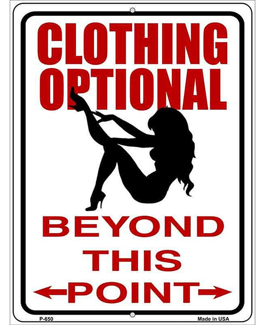 Clothing Optional Metal Novelty Parking Sign