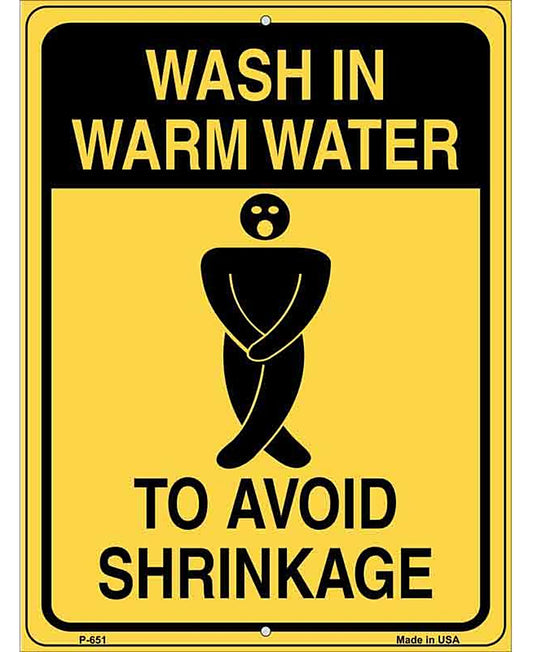 Wash in Warm Water Metal Novelty Parking Sign