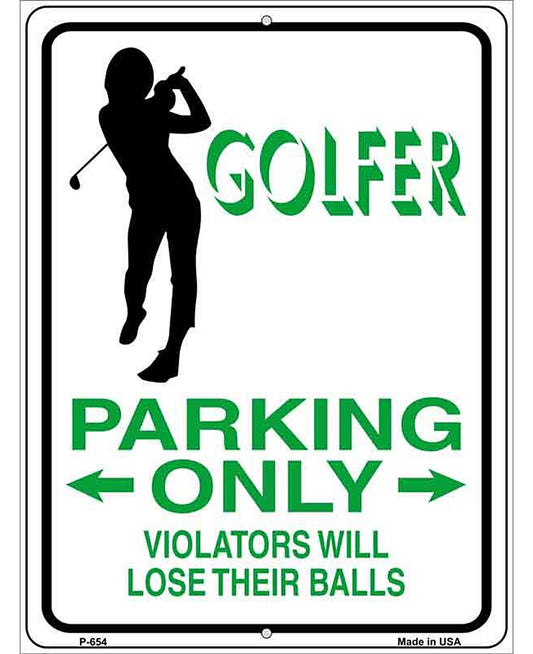 Golfer Parking Only Female Metal Novelty Parking Sign