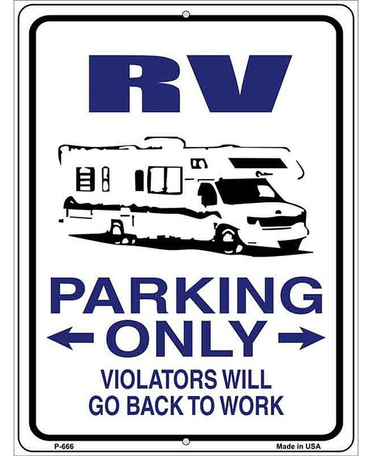 RV Parking Only Metal Novelty Parking Sign