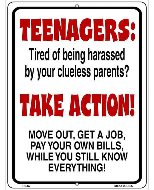 Teenagers Take Action Metal Novelty Parking Sign