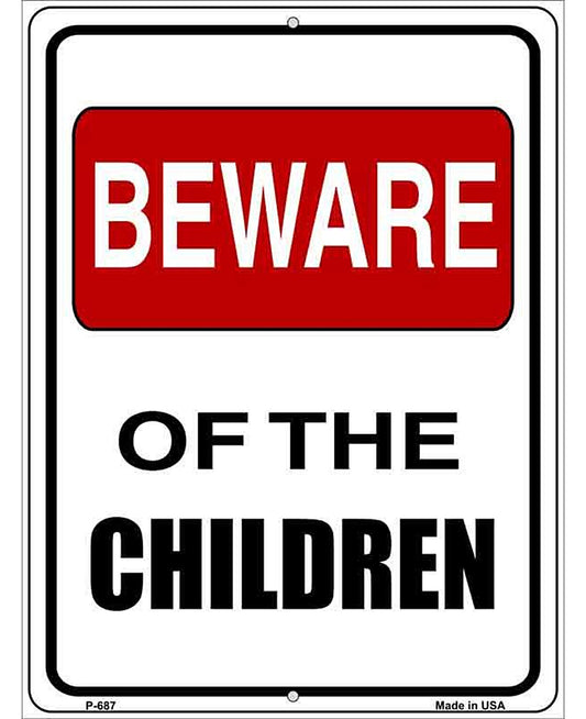 Beware Of Children Metal Novelty Parking Sign