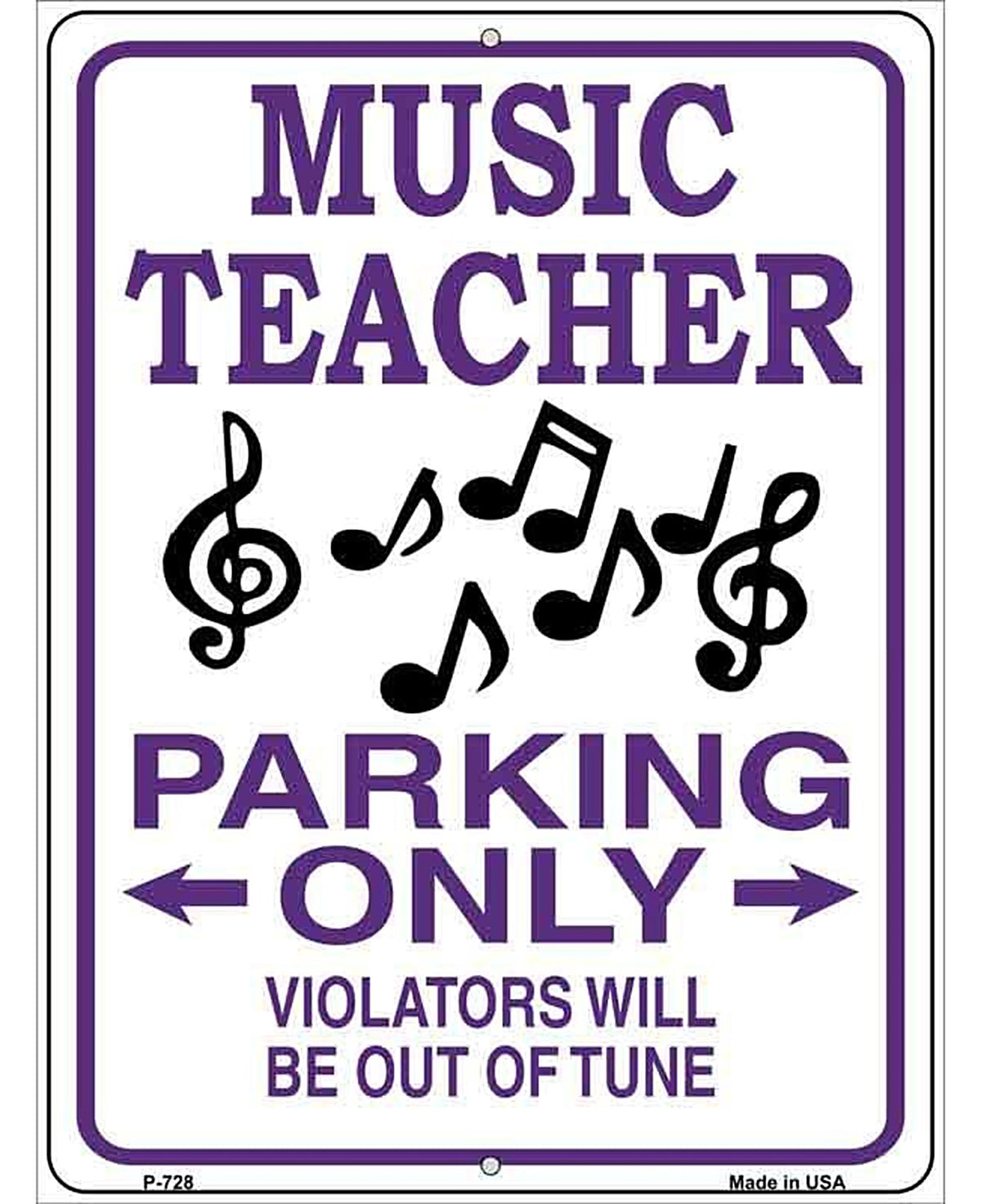 Music Teacher Parking Metal Novelty Parking Sign