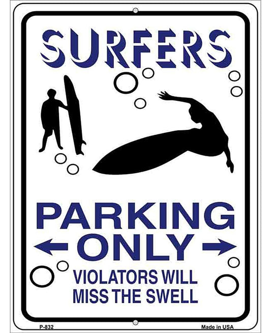 Surfers Parking Only Metal Novelty Parking Sign