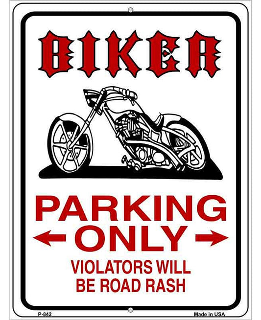 Biker Parking Only Metal Novelty Parking Sign P-842