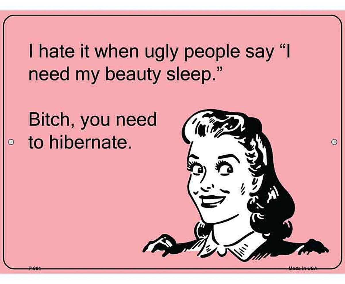 I hate when ugly people say E-Card Metal Novelty Parking Sign