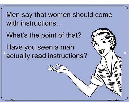 Women should come with instructions E-Card Metal Novelty Parking Sign