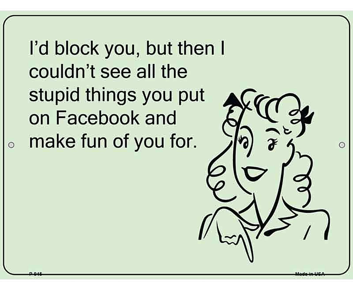 Stupid Things On Facebook E-Cards Metal Novelty Parking Sign