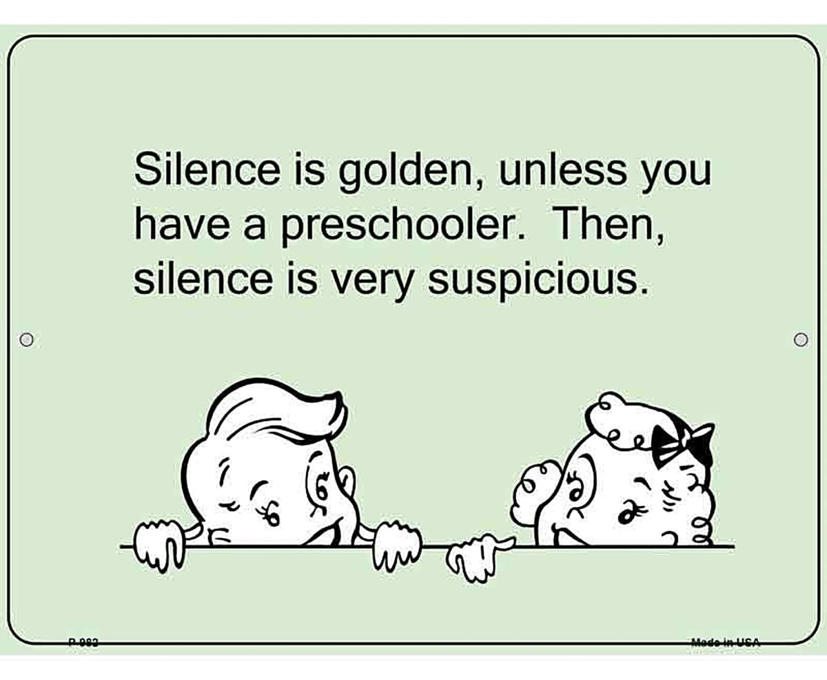 Silence Is Golden E-Cards Metal Novelty Parking Sign