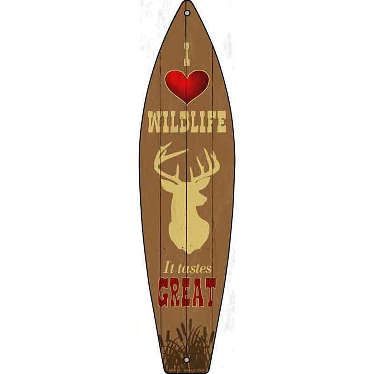 I Love Wildlife Metal Surfboard Sign