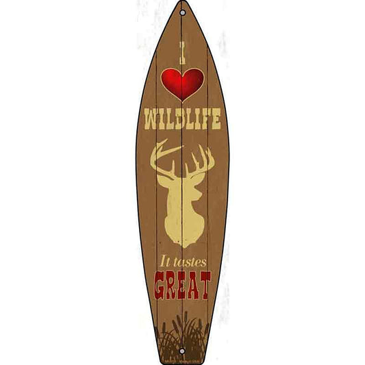 I Love Wildlife Metal Surfboard Sign