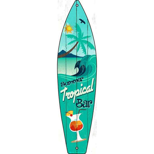 Tropical Bar Metal Surfboard Sign