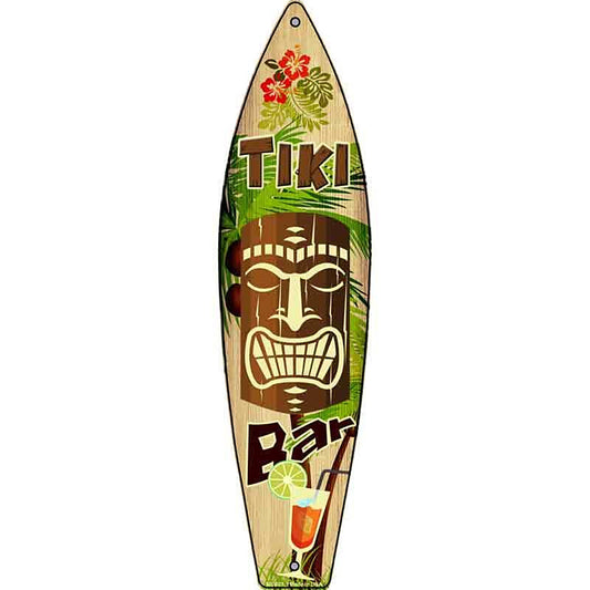 Tiki Bar Metal Surfboard Sign