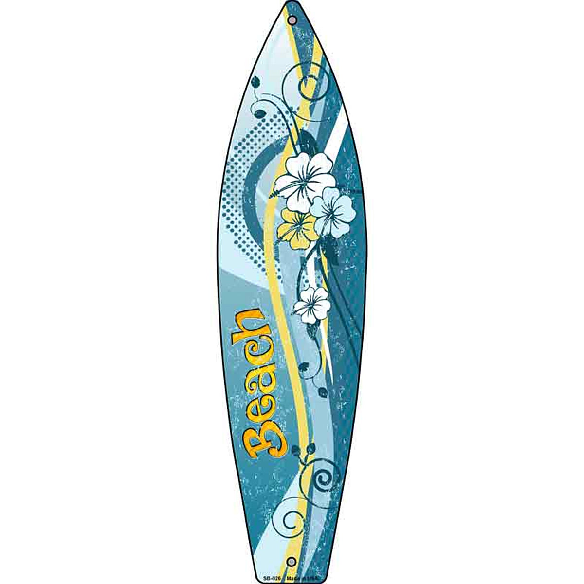 Beach Metal Surfboard Sign