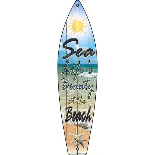 Sea Life Metal Surfboard Sign