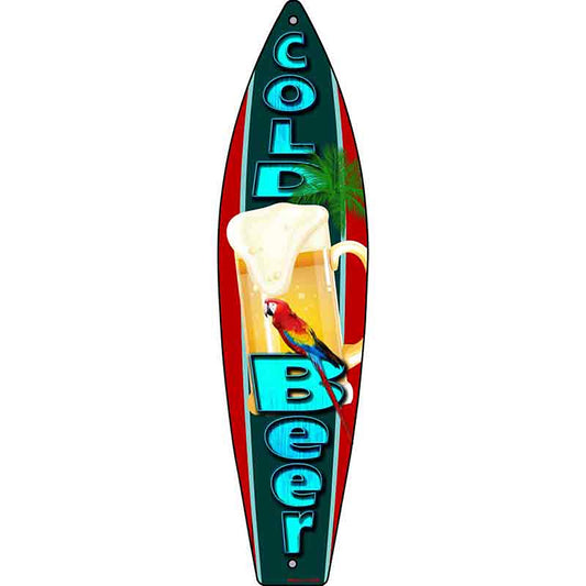 Cold Beer Metal Surfboard Sign