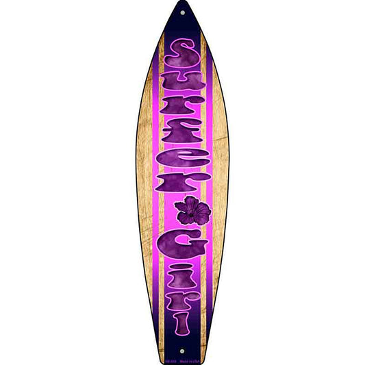 Surfer Girl Metal Surfboard Sign