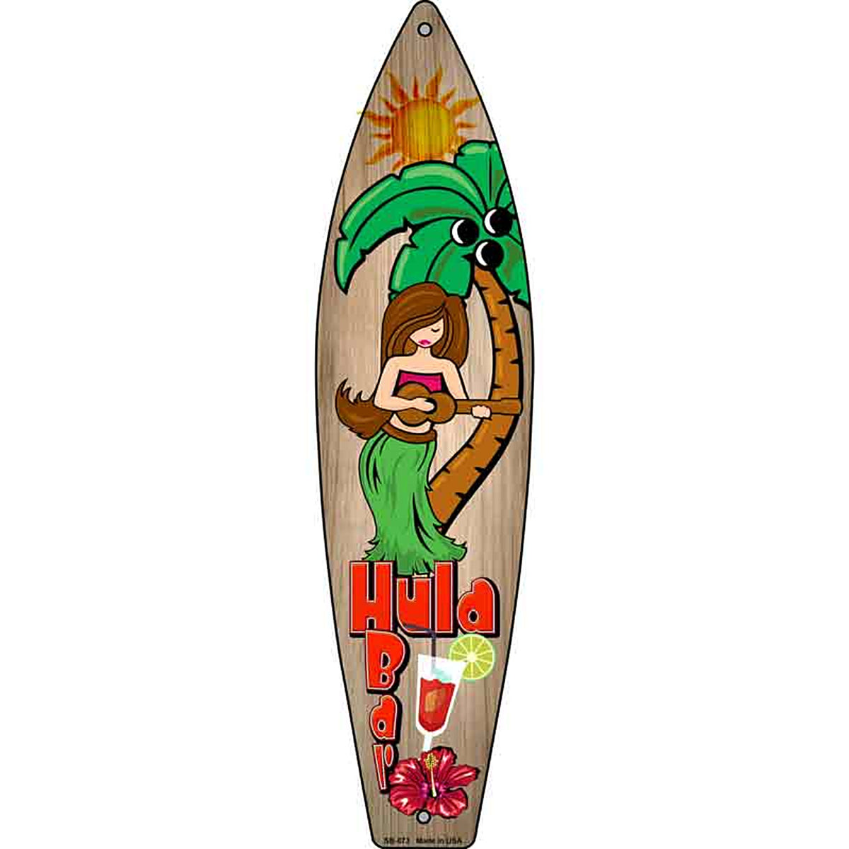 Hula Bar Metal Surfboard Sign