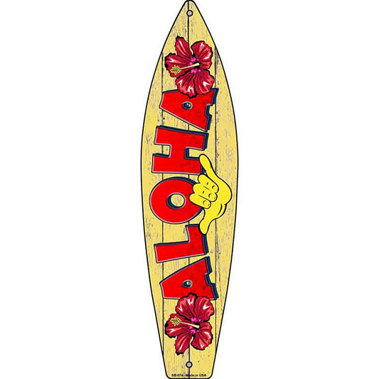 Aloha Metal Surfboard Sign