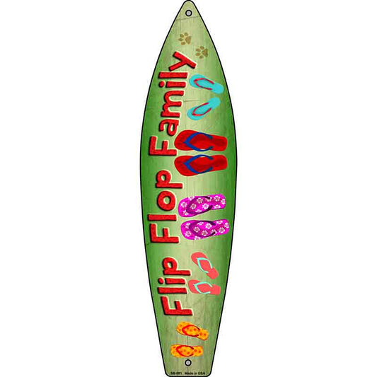 Flip Flop Family Metal Surfboard Sign