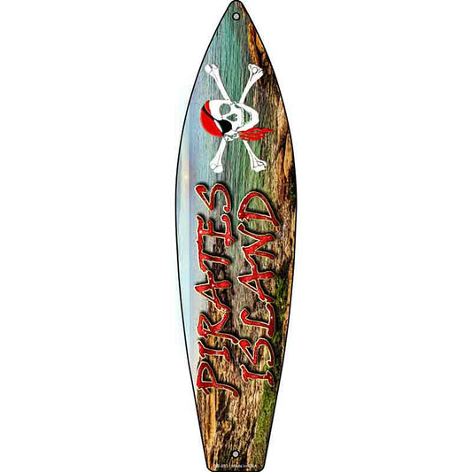 Pirates Island Metal Surfboard Sign