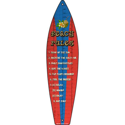 Beach Rules Metal Surfboard Sign (SB-097)