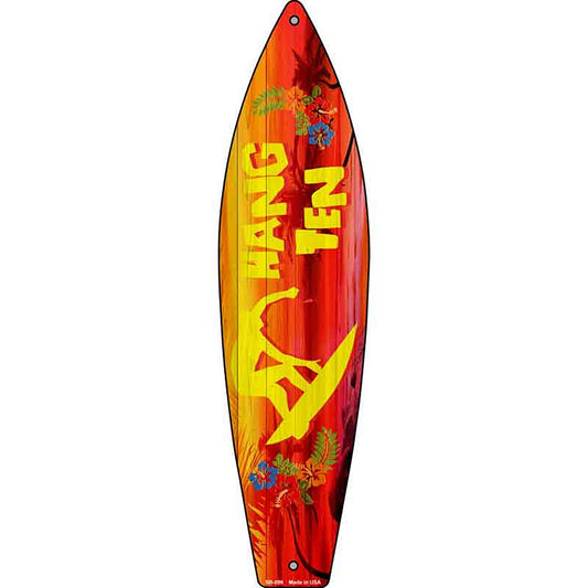 Hang Ten Surfing Metal Surfboard Sign