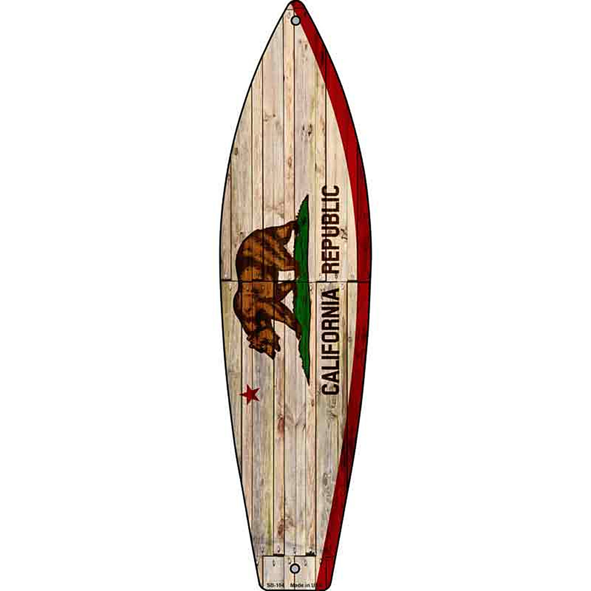 California State Flag Metal Surfboard Sign